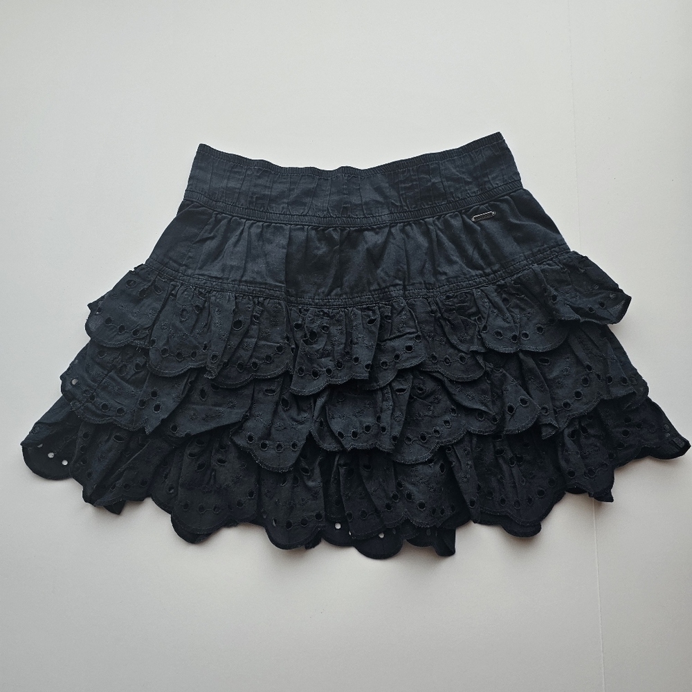 Hollister Navy Layered Eyelet Ruffle Mini Skirt Womens XS